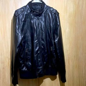 GUESS Faux leather black jacket size medium